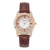 Ladies Alloy Imitation Leather Strap Round Dial Quartz Watch With Roman Face And Simple Fashion Style