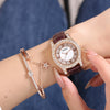 Ladies Alloy Imitation Leather Strap Round Dial Quartz Watch With Roman Face And Simple Fashion Style