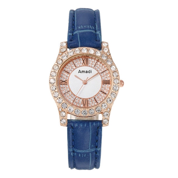 Ladies Alloy Imitation Leather Strap Round Dial Quartz Watch With Roman Face And Simple Fashion Style