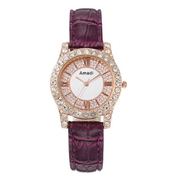 Ladies Alloy Imitation Leather Strap Round Dial Quartz Watch With Roman Face And Simple Fashion Style