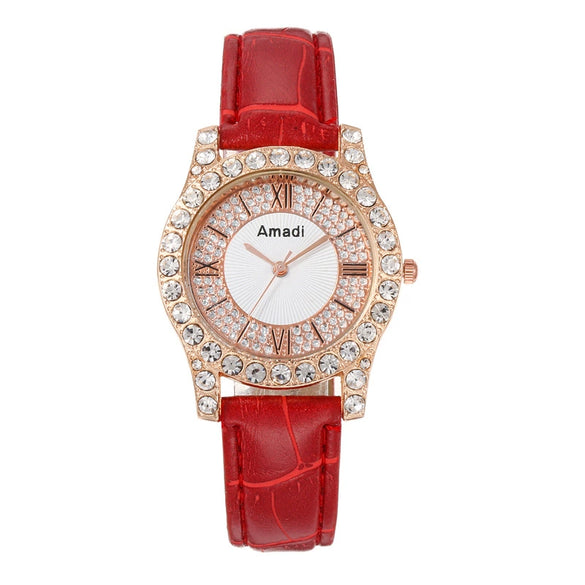 Ladies Alloy Imitation Leather Strap Round Dial Quartz Watch With Roman Face And Simple Fashion Style