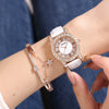 Ladies Alloy Imitation Leather Strap Round Dial Quartz Watch With Roman Face And Simple Fashion Style