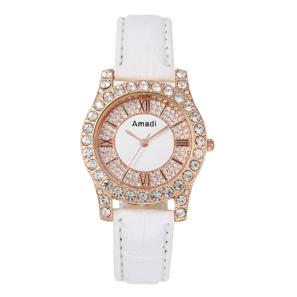 Ladies Alloy Imitation Leather Strap Round Dial Quartz Watch With Roman Face And Simple Fashion Style