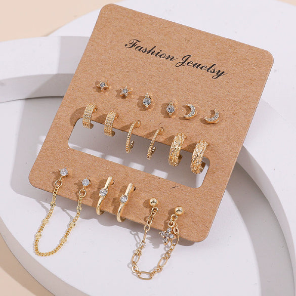 Ladies Alloy Inlaid Rhinestone Earrings With Diamond Treatment