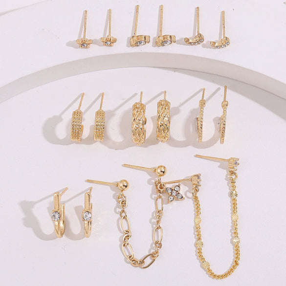 Ladies Alloy Inlaid Rhinestone Earrings With Diamond Treatment