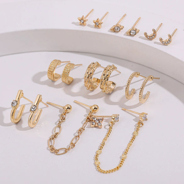 Ladies Alloy Inlaid Rhinestone Earrings With Diamond Treatment