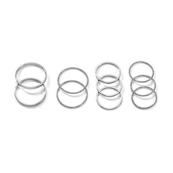 Ladies Alloy Minimalist Style Electroplated Joint Ring Tenpiece Set