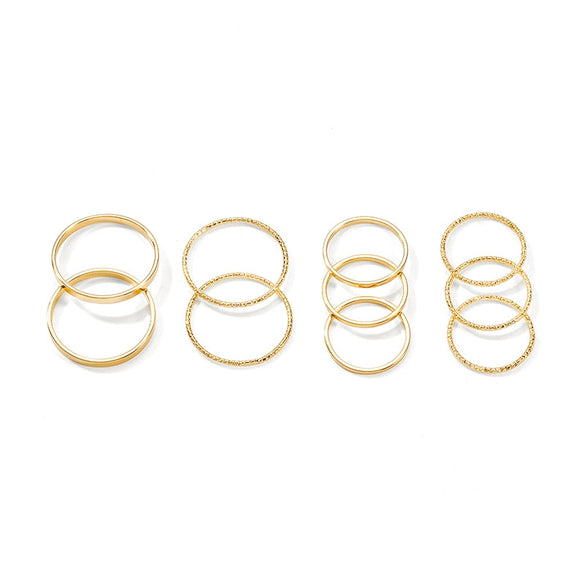Ladies Alloy Minimalist Style Electroplated Joint Ring Tenpiece Set