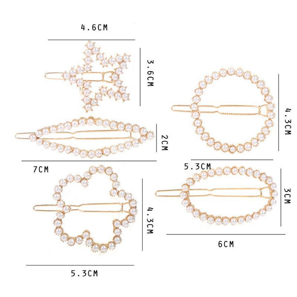 Ladies Alloy Pearl Geometric Edge Clip Hair Clip Electroplated Minimalist Style Plum Blossom Fivepointed Star Design