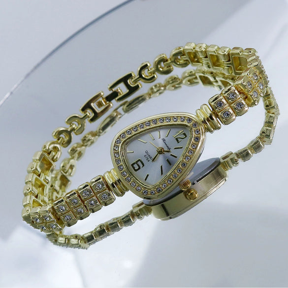Ladies Alloy Quartz Watch With Spiral Crown And Round Dial Fashion Casual Style