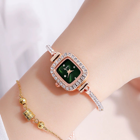Ladies Alloy Rectangle Dial Bracelet Watch With Stainless Steel Buckle Leisure Style