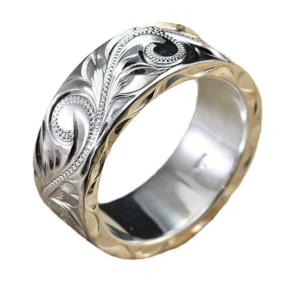 Ladies Alloy Ring With Leaf Relief And Electroplating Design