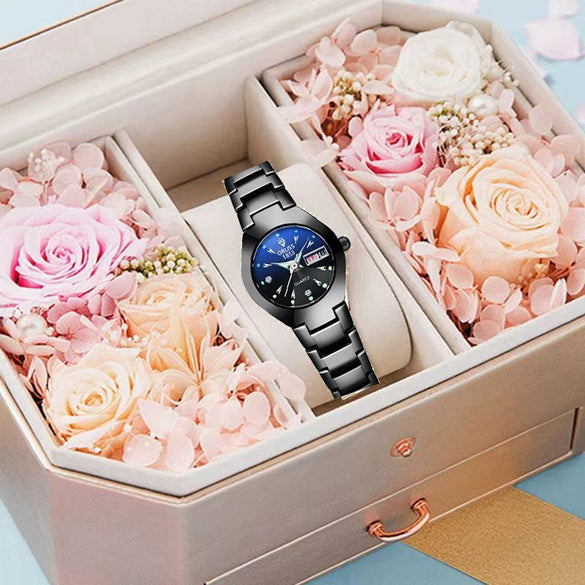 Ladies Alloy Round Dial Luminous Waterproof Leisure Watch