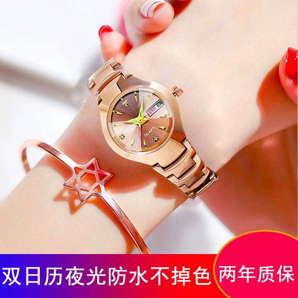 Ladies Alloy Round Dial Luminous Waterproof Leisure Watch