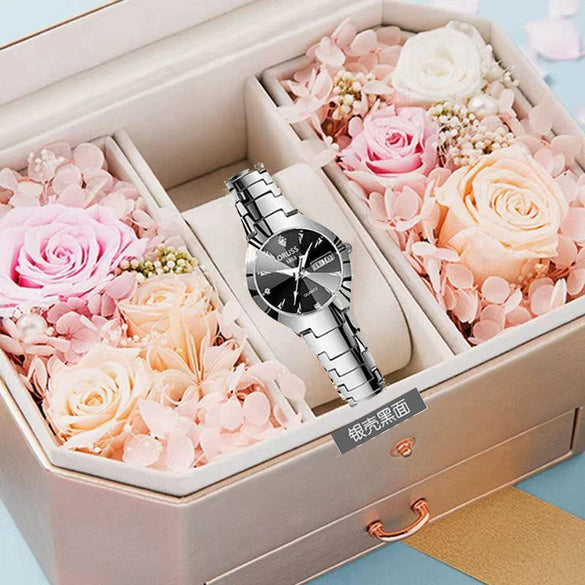 Ladies Alloy Round Dial Luminous Waterproof Leisure Watch