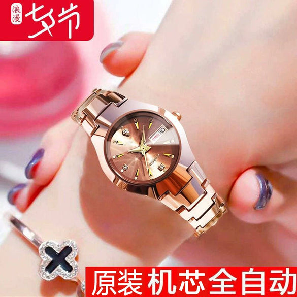 Ladies Alloy Round Dial Luminous Waterproof Leisure Watch