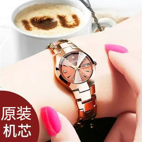 Ladies Alloy Round Dial Luminous Waterproof Leisure Watch
