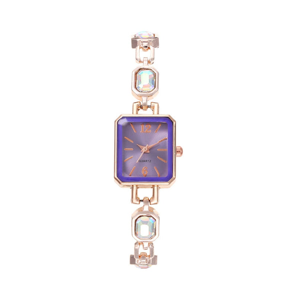 Ladies Alloy Square Dial Quartz Watch Fashion Color Diamond Antique Style