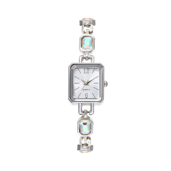 Ladies Alloy Square Dial Quartz Watch Fashion Color Diamond Antique Style