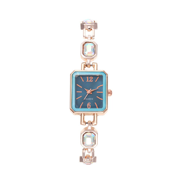 Ladies Alloy Square Dial Quartz Watch Fashion Color Diamond Antique Style