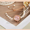 Ladies Alloy Strap Round Dial Quartz Watch With Pearl Decor And Fashion Style