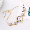 Ladies Alloy Watch Fashionable Round Dial Pullout Bracelet With Roman Numerals