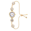 Ladies Alloy Watch Fashionable Round Dial Pullout Bracelet With Roman Numerals
