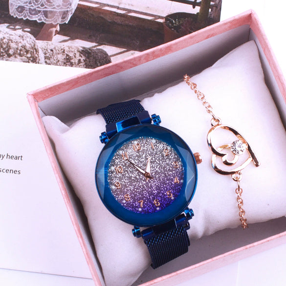 Ladies Alloy Wristwatch Set With Round Dial And Stainless Steel Clasp Fashion Style