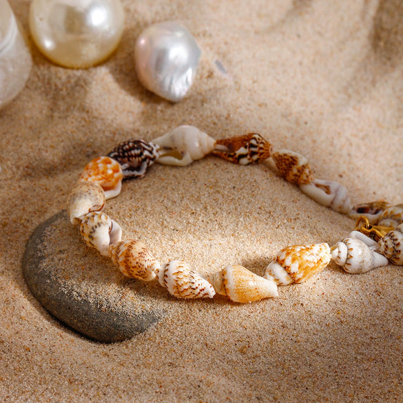 Ladies Anklet Natural Shell Geometric Titanium Steel 18K Gold
