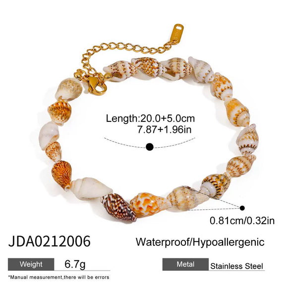 Ladies Anklet Natural Shell Geometric Titanium Steel 18K Gold
