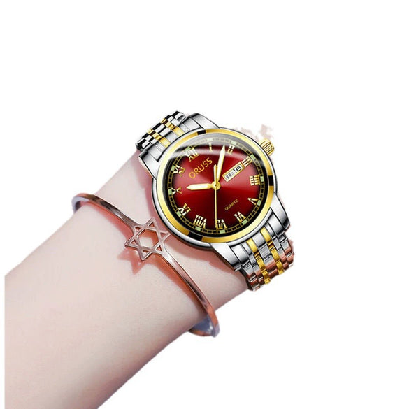 Ladies Automatic Non Mechanical Waterproof Quartz Watch Steel Case And Strap Round Dial