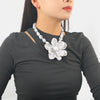 Ladies Bead Chain Necklace With Exaggerated Big Flower Pendant Acrylic Material Geometric Pattern Polishing Treatment