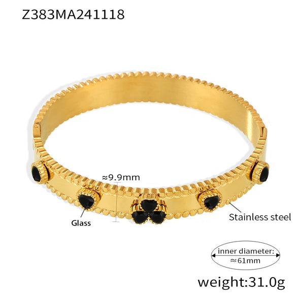 Ladies Bracelet Stainless Steel Zircon Glass Minimalist Geometric Electroplated