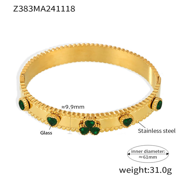 Ladies Bracelet Stainless Steel Zircon Glass Minimalist Geometric Electroplated