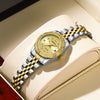 Ladies Business Style Alloy And Stainless Steel Waterproof Quartz Watch With Round Dial