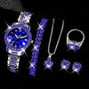 Ladies Casual Alloy Bracelet Watch Set With Round Dial