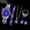 Ladies Casual Alloy Bracelet Watch Set With Round Dial