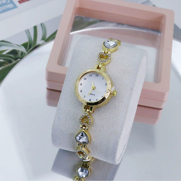 Ladies Casual Alloy Chain Watch With Round Dial And Stainless Steel Buckle