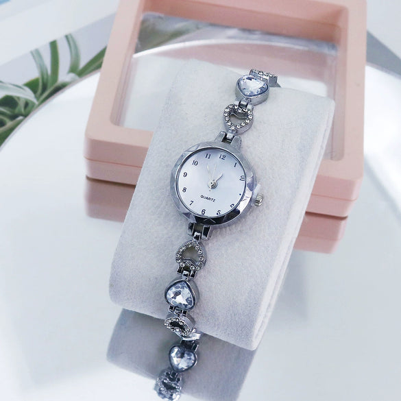 Ladies Casual Alloy Chain Watch With Round Dial And Stainless Steel Buckle