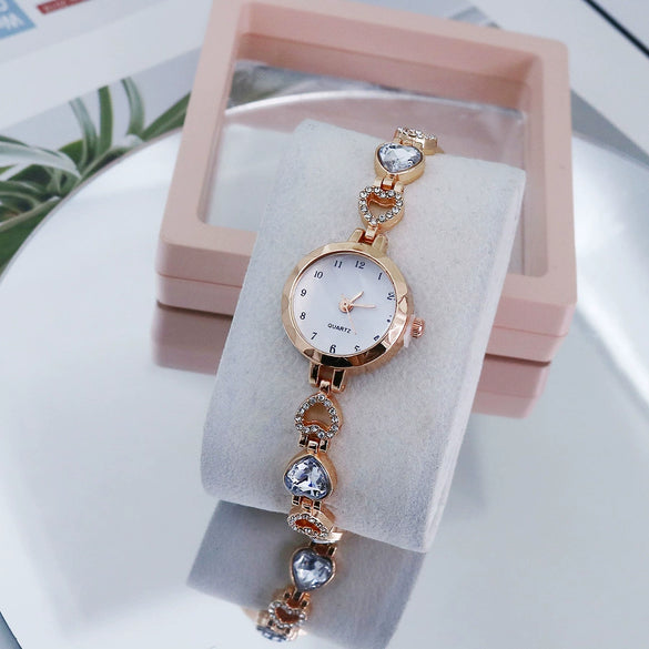 Ladies Casual Alloy Chain Watch With Round Dial And Stainless Steel Buckle