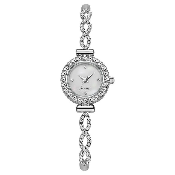 Ladies Casual Alloy Round Quartz Watch With Stainless Steel Buckle