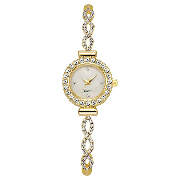 Ladies Casual Alloy Round Quartz Watch With Stainless Steel Buckle