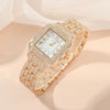 Ladies Casual Alloy Steel Band Quartz Watch With Square Dial