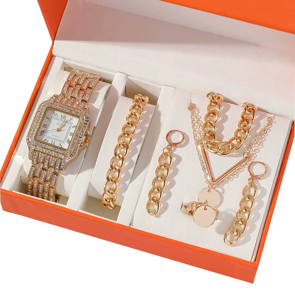 Ladies Casual Alloy Steel Band Quartz Watch With Square Dial