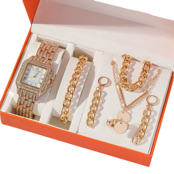 Ladies Casual Alloy Steel Band Quartz Watch With Square Dial