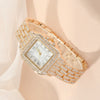 Ladies Casual Alloy Steel Band Quartz Watch With Square Dial
