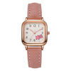 Ladies Casual Cartoon Square Quartz Watch With Pu Belt Alloy Case And Stainless Steel Buckle
