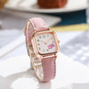 Ladies Casual Cartoon Square Quartz Watch With Pu Belt Alloy Case And Stainless Steel Buckle
