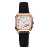 Ladies Casual Cartoon Square Quartz Watch With Pu Belt Alloy Case And Stainless Steel Buckle