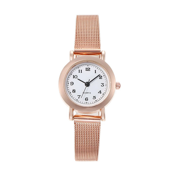 Ladies Casual Quartz Watch With Alloy Case Round Small Dial And Belt Strap